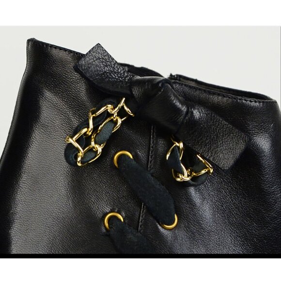 CHLOE ANKLE BOOTS LEATHER CHAIN BOW OPEN TOE LACEUP BOOTIES sz 40.5 10.5 - Picture 5 of 9